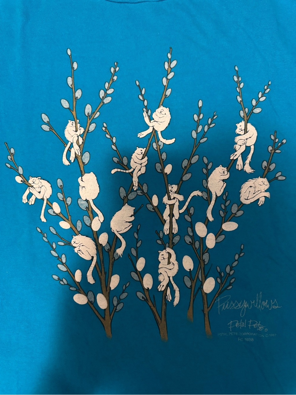 1988 vintage Pussywillows Blue Wall Art Print by